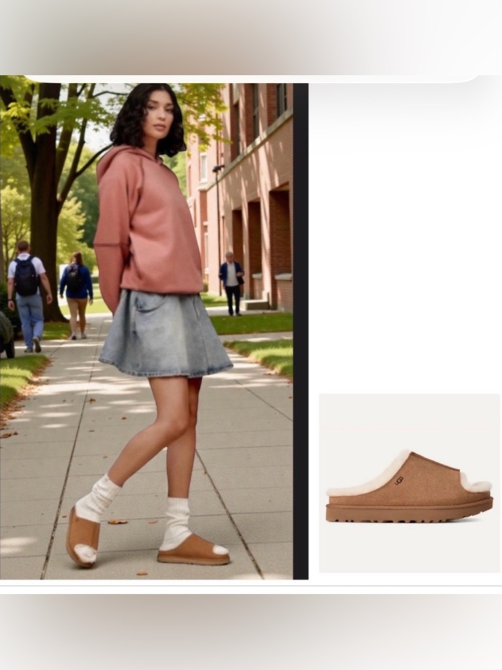 UGG Suede Chestnut Sheepskin Sandal  open toe Shoes size 8 Greenport Slides NWT